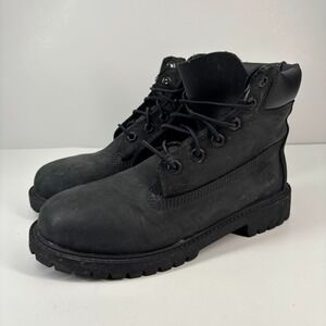 Timberland 6" Premium Junior Big Kids Size 5.5M Black Nubuck Waterproof Boots
